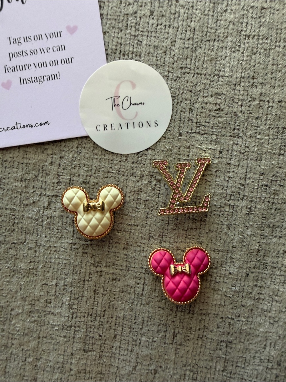 CROCS LV Pink & Cream Minnie Mouse Croc Charms